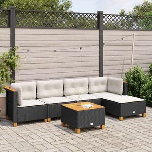 VidaXL Polyrattan Kerti Ülőgarnitúra - 6 részes - Fekete