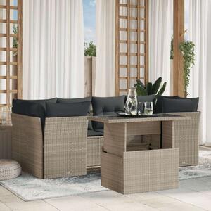 VidaXL Polyrattan Kerti Ülőgarnitúra - 7 részes, Világosszürke