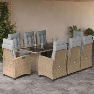 Polyrattan Kerti Étkezőgarnitúra - 9 részes - Bézs