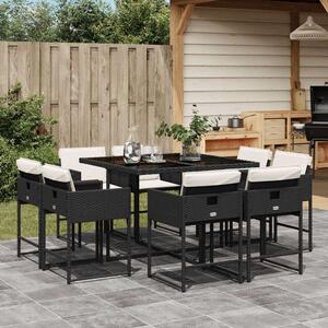 VidaXL Polyrattan Kerti Étkezőgarnitúra - 9 részes, Fekete