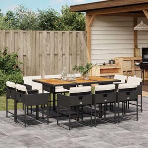 VidaXL Polyrattan Kerti Étkezőgarnitúra - 11 részes - Fekete