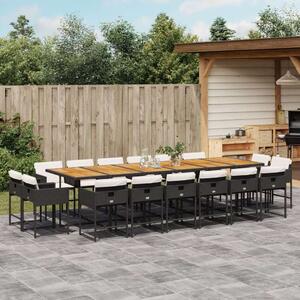 VidaXL - 17 Részes Kerti Étkezőgarnitúra - Polyrattan - Fekete