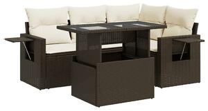 VidaXL 5 részes barna polyrattan kerti ülőgarnitúra