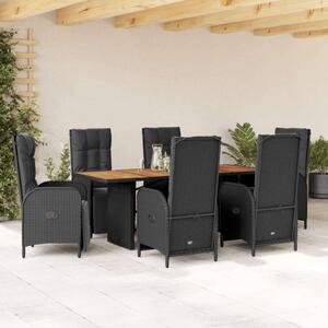 VidaXL Polyrattan Kerti Étkezőgarnitúra - 7 részes - Fekete