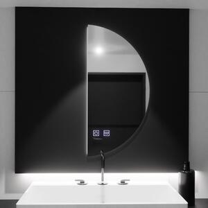 LED félhold alakú tükör 50x100cm, ívelt érintőképernyős, páramentesítő rendszer, fényerő-szabályozható