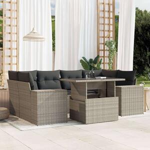 VidaXL Polyrattan Kerti Ülőgarnitúra - 7 részes, Világosszürke