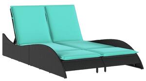 VidaXL polyrattan napozóágy párnákkal 114 x 205 x 73 cm, fekete