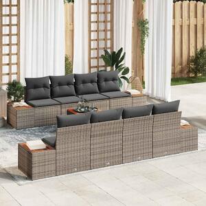 VidaXL Kerti Kanapé Szett párnával 9 pcs Szürke Poli rattan