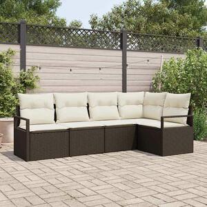 VidaXL Kanapé Szett párnával 5 pcs Barna polirattan