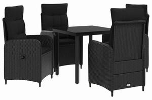 VidaXL Kanapé Asztal Készlet párnával párnával 5 pcs Fekete