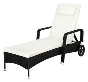 Elegáns rattan kerti nyugágy 3 színben, párnával - Fekete