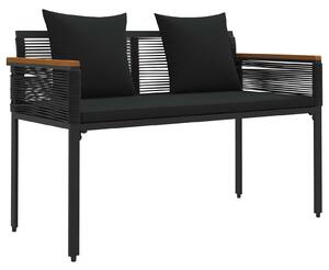 VidaXL Kerti pad párnával Fekete 117 x 54 x 74.5 cm polirattan
