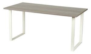 Viva Square irodai asztal, 140 x 80 x 75 cm, egyenes kivitel, fehér lábakkal, osztriga tölgy