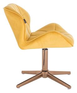 HR111CROSS Sárga modern velúr szék arany lábbal