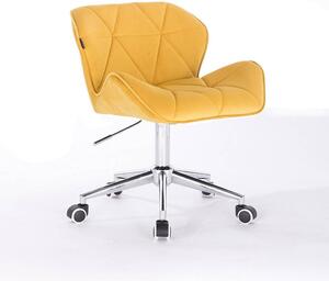 HR111K Sárga modern velúr szék krómozott lábbal