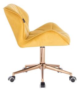 HR111K Sárga modern velúr szék arany lábbal