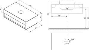 Ravak Step szekrény 100x54x30.5 cm Függesztett, mosdó alatti fehér X000001418