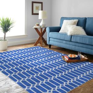 Stílusos kék szőnyeg a nappaliba Szélesség: 160 cm | Hossz: 220 cm