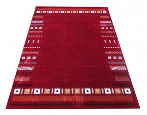 Stílusos vörös szőnyeg geometriai formájú motívummal Szélesség: 80 cm | Hossz: 150 cm