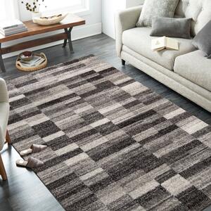 Modern szürkésbarna szőnyeg téglalapokkal Szélesség: 80 cm | Hossz: 150 cm