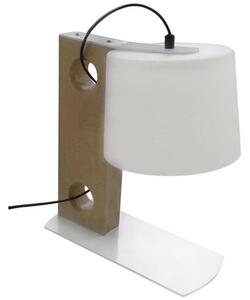 Viokef Orbed asztali lámpa, fehér-fa, 1xE27 foglalattal