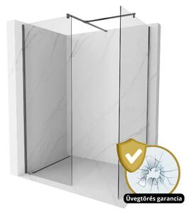 HD Arlo Black Kombi Walk-In zuhanyfal, 70x140 cm, 8 mm vastag vízlepergető biztonsági üveggel, 200 cm magas, fekete profillal és távtartóval