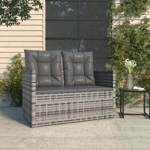 VidaXL szürke polyrattan kerti pad párnákkal 105 cm