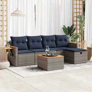 VidaXL 6 részes szürke polyrattan kerti ülőgarnitúra párnákkal
