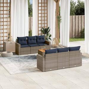 VidaXL 7 részes szürke polyrattan kerti ülőgarnitúra párnákkal