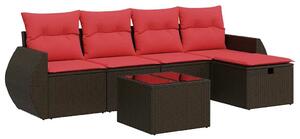 VidaXL 6 részes barna polyrattan kerti ülőgarnitúra párnával