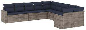 VidaXL 10 részes szürke polyrattan kerti ülőgarnitúra párnával