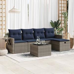 VidaXL 6 részes szürke polyrattan kerti ülőgarnitúra párnákkal