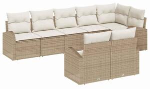 VidaXL Kerti Kanapé Szett párnával 8 pcs Bézs és fehér Poli rattan