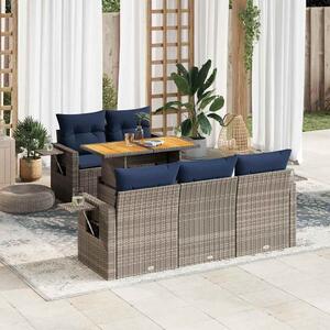 VidaXL 6 részes szürke polyrattan kerti ülőgarnitúra párnákkal