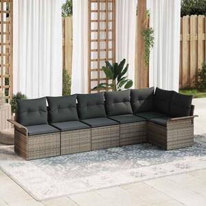 VidaXL Kerti Kanapé Szett párnával tárolóval 6 pcs Szürke Poli rattan