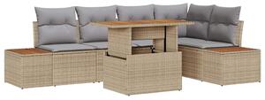 VidaXL Kerti Kanapé Szett tárolóval 6 pcs Bézs Poli rattan