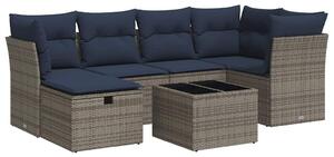 VidaXL 7 részes szürke polyrattan kerti ülőgarnitúra párnákkal