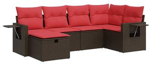 VidaXL 6 részes barna polyrattan kerti ülőgarnitúra párnával