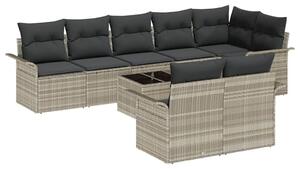 VidaXL Kerti Kanapé Szett tárolóval 9 pcs Világosszürke polirattan