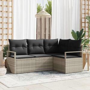 VidaXL Kanapé Szett 4 pcs Világosszürke polirattan
