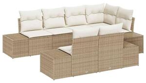 VidaXL Kerti Kanapé Szett tárolóval 7 pcs Beige és krém polirattan