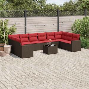 VidaXL 11 részes barna polyrattan kerti ülőgarnitúra párnákkal