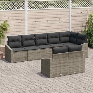 VidaXL Kerti Kanapé Szett 8 pcs Szürke Poli rattan