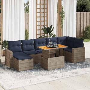 VidaXL 8 részes szürke polyrattan kerti ülőgarnitúra párnákkal