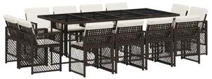 VidaXL 13 részes barna polyrattan kerti ülőgarnitúra párnákkal