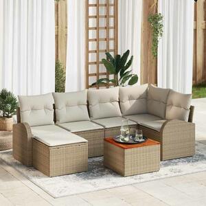 VidaXL Kerti Kanapé Szett tárolóval 7 pcs Beige és krém polirattan