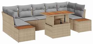 VidaXL Kerti Kanapé Szett tárolóval 8 pcs Bézs Poli rattan