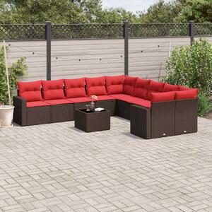 VidaXL 11 részes barna polyrattan kerti ülőgarnitúra párnákkal