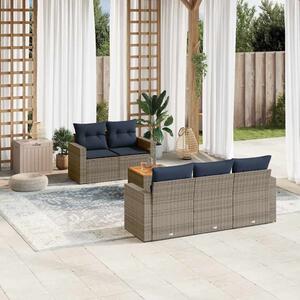 VidaXL 6 részes szürke polyrattan kerti ülőgarnitúra párnával