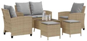 VidaXL 6 részes bézs polyrattan kerti ülőgarnitúra párnával